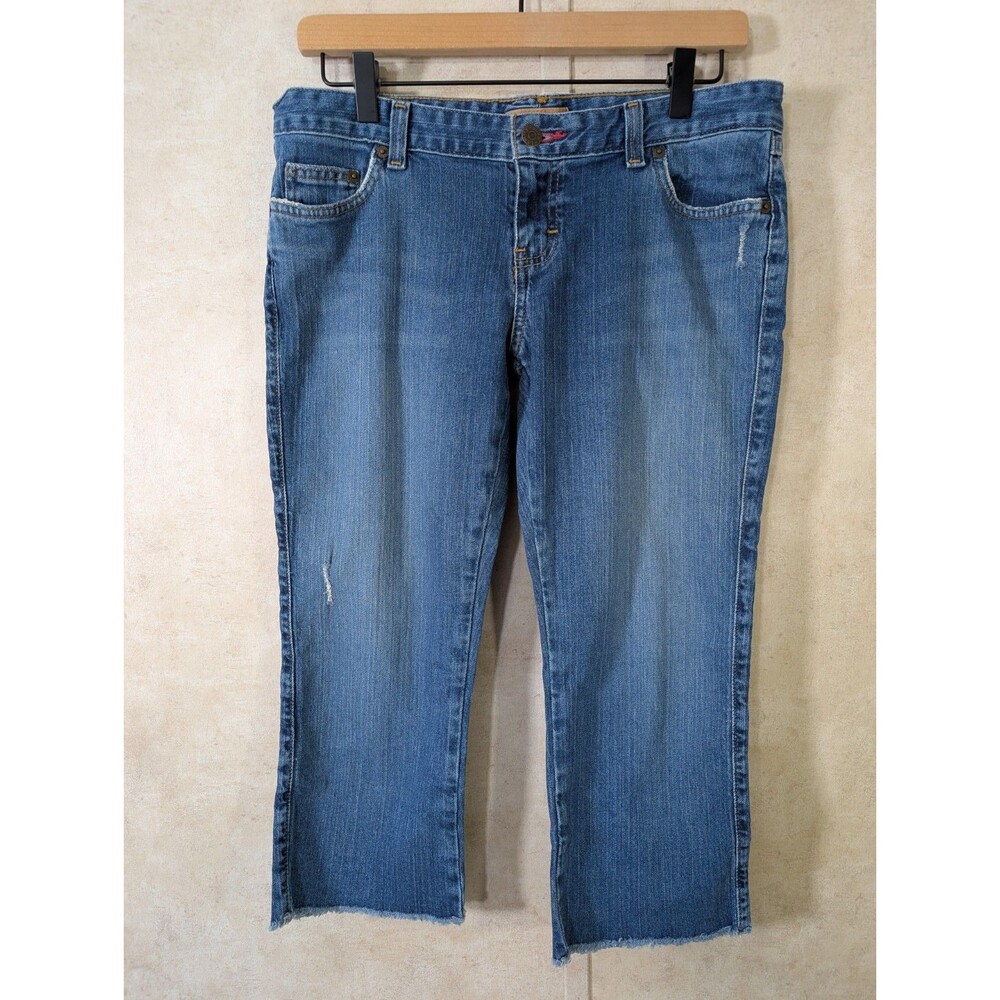 Vintage Tommy Hilfiger Capri Jeans Juniors 9 Blue Studded Low Rise Distressed - Picture 2 of 12